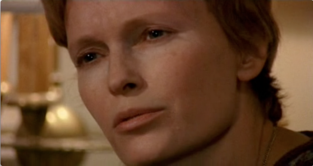 Mia Farrow in a smash zoon shot from Husbands And Wives