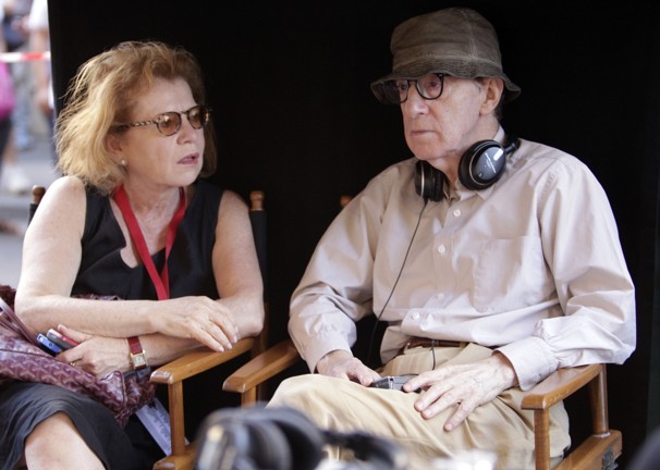 Letty Aronson and Woody Allen in Rome, during the making of 'to Rome with love'